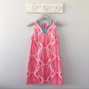 Crown & Ivy Coral Seashell Print Eyelet Shift Dress NEW